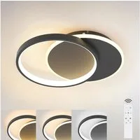 Nettlife LED Deckenleuchte schwarz mit 2 Ring Dimmbar deckenlampe rund, Dimmbar, LED fest integriert, Warmweiß, Kaltweiß, Neutralweiß, Wohnzimmer Schlafzimmer Küche Flur Esszimmer