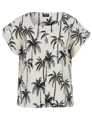 VIA APPIA DUE - T-Shirt Rundhals 1/2 Arm Druck creme/schwarz - Gr. - 46