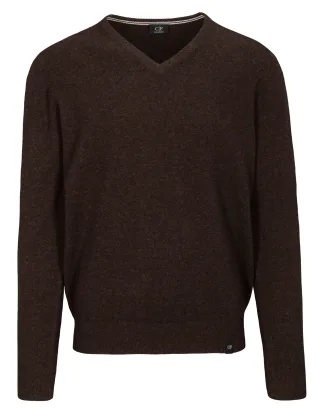 COMMANDER Finest Clothing - Pullover mit V-Ausschnitt brown - Gr. - M
