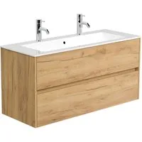 Magnolia Home Doppelwaschtisch Doppelbadmöbel Taifun mit Waschtisch 120 cm 2 Greifraum SoftClose Ausz