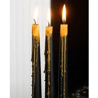 Horror-Shop Kerzenständer Schwarze Spitzkerzen mit ",herausquellendem K
