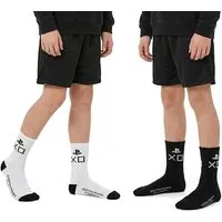 Playstation Feinsocken PlayStation Kindersocken 2er Set Schwarz & Weiß Gaming Socken (Set, 2 Paar) Playstation Kindersocken Doppelpack