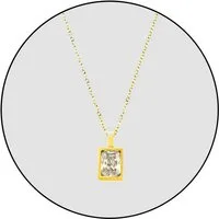 GOLDKLEIN Kette mit Anhänger Edelstahl vergoldet Schmuck Stein mit verschiedene Farben, Damen, inkl. Geschenkbox
