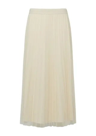 s.Oliver BLACK LABEL - Plissee-Rock in Midi-Länge beige - Gr. - 38