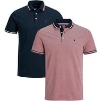 Jack & Jones Poloshirt 2er Pack Paulos - Slim Fit (Spar-Set, 2-tlg) Poloshirt - Baumwolle - Atmungsaktiv - Mit kleinem Markenlogo