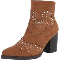 Ital-Design Damen Cowboyboots Western Westernstiefelette (88489486) Blockabsatz Stiefeletten in Camel
