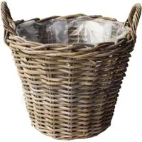 Van der Leeden Weidenkorb Blumenkorb Blumentopf Pflanzkübel Rattan Weide 25x19cm (Stück, 1 St., Packung), Rattankorb, Naturprodukt, Pflanzenkorb, mit Innenfolie