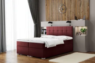 Boxspringbett Schlafzimmerbett ABELT 120x200cm in Stoff Matt Velvet Weinrot