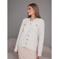 Passioni Strickjacke mit Kragen und Zopfmuster