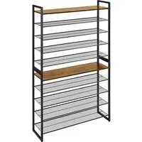 Yaheetech Schuhregal 10-Stufiges Stapelbares Schuhregal aus Metall (2×5 Ebenen), Modulares Design Offener Schuh-Organizer für bis zu 50 Paar
