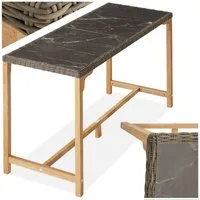 tectake Gartentisch Rattan Bartisch mit Aluminium- und Holzgestell, 161x64,5x99,5cm (Outdoor Esstisch Lovas, 1-St., für Außen in Natur), abnehmbare Feinsteinzeugplatten, wetterfest und UV-beständig