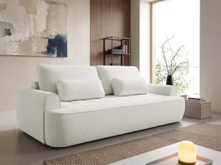 Sofa 3-Sitzer mit Schlaffunktion HUNTER in Stoff Soft Weiß