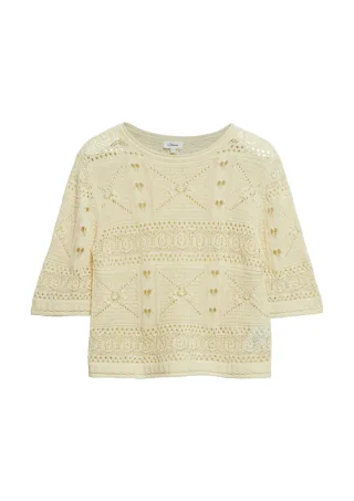s.Oliver Red Label - Strickpullover mit Lochmuster und 3/4-Arm beige - Gr. - 42