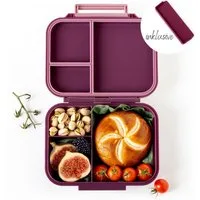 LEKKABOX Lunchbox Mini Kinder Bentobox, 3 Fächer - Brotdose Vesperdose Brotbüchse, Für feuchte Lebensmittel auslaufsicher, inkl. extra Trenner