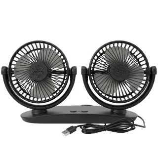 SUITU Dual Head Car Fan USB Powered 3 Speed Adjustment Low Noise Universal Vehicle Cooling Fan