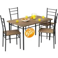 Casaria Essgruppe Leo, (5-tlg), mit 4 Stühlen Holz 5-tlg Set Metall 110x70cm Modern Esszimmer Küche