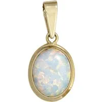 Schmuck Krone Kettenanhänger Anhänger mit Opal, 333 Gelbgold, oval, Gold 333