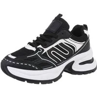 Ital-Design Damen Low-Top Freizeit Sneaker (88519400) Keilabsatz/Wedge Sneakers Low in Schwarz