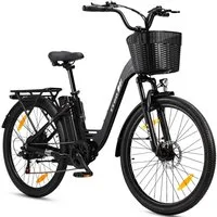 TTGO E-Bike Cityrad 26/28 Zoll, 80-120km, C2/C3, Elektrofahrrad für Damen und Herren, 7 Gang SHIMANO, Kettenschaltung, Heckmotor, 648 Wh, (Pedelec, bis zu 125kg, für ca. 160–185cm, 5 Stufen), Farbdisplay, Frontkorb, Gepäckträger, Elektrofahrrad für D