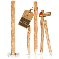 BooGardi Zaunpfosten Zaunpfähle · Holzpfosten für Staketenzaun · in 5 Größen, (5 Stück Holzpfahl rund · 90 cm lang), Pfosten · Holzpfähle für Holzzaun · Wildzaun · Holz · Haselnuss