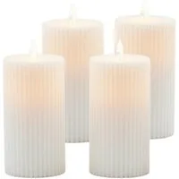 relaxdays LED-Kerze 4er Set 18 cm, Flackernde, warmweiße LED-Flamme ganz ohne Brandrisiko, LED, Warmweiß, weiß