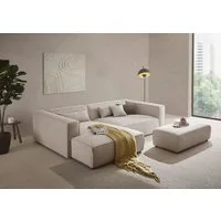 LeGer Home by Lena Gercke Ecksofa PIARA XXL, L-Form, Schlaffunktion, Cord, Leinenoptik o. Strukturstoff, Hocker stellbar zum Schlafsofa (Krokodilverbinder), tiefe Sitzfläche
