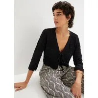 bonprix Ajourstrickjacke bequeme Passform, 3/4-Ärmel, Ajour-Bolero