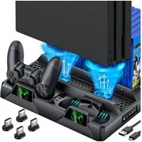 MOPUEA Vertikaler Kühlständer,Kompatibel mit PS4/PS4 PRO/PS SLIM Dual Suction Controller (Set, 1 St., Effiziente Kühlung Für Lange Gaming-Sessions)