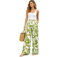SUBLEVEL Chinos Damen Luftige Sommerhose Freizeit Weit geschnitten Stoff Palazzo-Hose