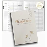TOBJA Buchkalender Praxisplaner 2027 A5 Flora Terminplaner Salon Kosmetik 15 Min Takt FSC, 15-Min-Takt 7-21 Uhr, A5, 1 Wo 2 Seiten, FSC-Papier, Blumen-Design