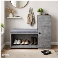 HTI-Living Schuhschrank mit Sitzbank Thekla Betonoptik (1 Stück, 1-St., 1 Schuhschrank inkl. Sitzkissen) mit 5 Fächern