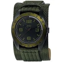 edc by Esprit Quarzuhr Metal Grid Battle Green, aus Edestahl, mit Textil-/Lederband, Schwarz/Oliv, Klettverschluss