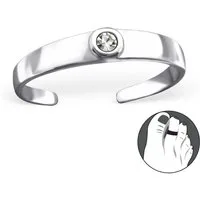 Order & Smile Schmuck Zehenring Zehenring Silber 925: Zehring mit weißem Kristall, gestempelt