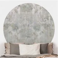 Bilderdepot24 Vliestapete rund Strukturierte Vintage Blumen, Glatt, Matt, (Vliestapete selbstklebend), Wohnzimmer Schlafzimmer Küche Wandtattoo Motivtapete Klebe Wandtapete