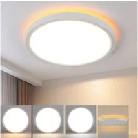 Nettlife LED Deckenleuchte Flach Schwarz 22cm 18W Dimmbar Runde Panel Deckenlampe, Dimmbar, LED fest integriert, Farbwechsler