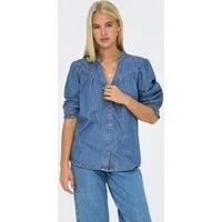ONLY Jeansbluse ONLRAYA 3/4 SHIRT DNM AKM NOOS mit Rüschenkragen