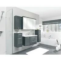 Saphir Badmöbel-Set Quickset 327 5-teilig, Waschplatz und LED-Spiegelschrank, (Set, 5-St), Anthrazit Hochglanz, inkl. Türdämpfer, 8 Türen, 1 Klappe, 4 Schubladen
