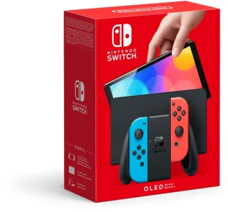 Nintendo Switch Konsole (OLED-Modell) bunt (neon rot/neon blau)