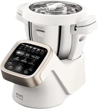 Krups HP 5031 Prep&Cook Multifunktions- Küchenmaschine [1550 Watt bis zu 12.000 U/min mit Kochfunktion] weiß/ Edelstahl