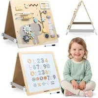 Mamabrum Kinderstaffelei Mamabrum Lernboard 2in1 Magnettafel Busy Board Holz Kinder