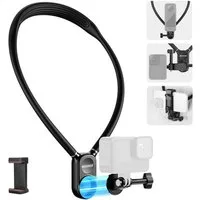 Neewer Action Cam-Halterung GP15 Magnetische Halshalterung für GoPro Hero 13 DJI Action 4 Insta360, (Packung, 1-tlg., flexible POV Action Kamera Halshalterungsadapter und Telefonhalter)