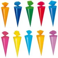 Livepac Office Schultüte 30 Deko Schultüten / Länge: 12cm / 10 verschiedene Farben