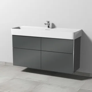 Sanipa 3way Waschtischunterbau zu Laufen VAL Waschtisch mit 4 Auszügen, Anthrazit-Glanz BS82579
