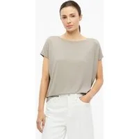 s.Oliver Kurzarmshirt T-Shirt Fließendes Jersey-Shirt mit überschnittenen Schultern