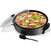 Scheffler Elektrische Pfanne Elektrische pfanne 30/40cm Elektrisch Pizzapfanne mit decke, 1500,00 W, mit Antihaftbeschichtet,5 Einstellbare Temperaturen, 5L/8L/13L