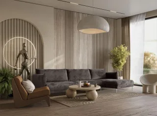 Ecksofa Designersofa MADISON Stoff Tender Way Anthrazit Ottomane Rechts