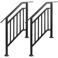 COSTWAY Treppengeländer, 96 cm Länge, 133 cm Höhe, 2-tlg., Handlauf winkelverstellbar mit horizontaler Stange