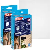 tesa Fliegengitter-Gewebe Klett Fliegengitter Premium für Fenster, Insektenschutz mit Klettband, (Packung, 2-St., Fliegennetz, Klettband, Andrück und Schneidehilfe), selbstklebende Insektenschutz 100 x 100cm