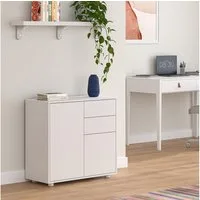 en.casa Sideboard, »Paarl« mit 2 Türen und 2 Schubladen 74x79x36 cm Weiß, matt