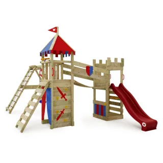 Spielturm Smart Legend 120 - Kletterturm mit Schaukel, Rutsche & Kletternetz - Abenteuer-Spielplatz für den Garten mit Podest 120cm - Wickey